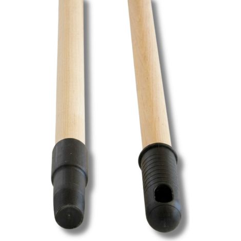 Besenstiel aus rohem Holz, Durchmesser 24 mm, Länge 130 cm, Hülse 25 mm