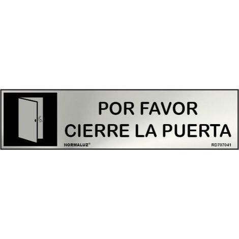 Señal de acero inoxidable "Por favor cierre la puerta" 200x50mm