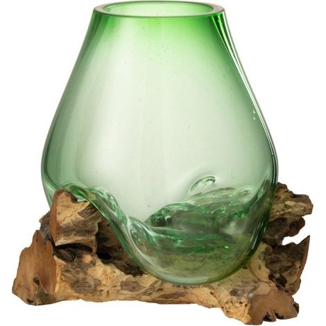 Vase en Verre sur Racine "Gamal" 33cm Vert (1/3)