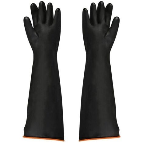 Gants en latex noir, 1 paire, 55 cm, résistant aux acides/alcalis/travail de sécurité industrielle, gants de protection (1/5)