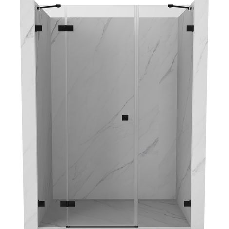 Mexen Lunar porte de douche battante gauche 140 cm, transparent, noir - 834S-140-050-70-00-L (1/5)