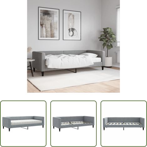 Schlafsofa -  Tagesbett mit Matratze Hellgrau 90x190 cm Stoff (1/5)