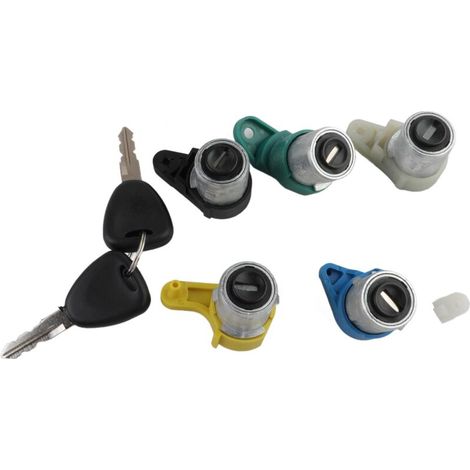 Lot de 5 Serrures de Porte pour Kangoo 1 Nissan Kubistar avec 2 Clés Avant Gauche Droite Latérale Arrière Battante Droit Interrupteur d'allumage 7701472590 (1/5)