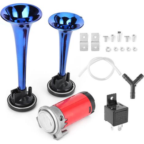 Klaxon à air 12 V 178 dB double trompette avec compresseur d'air pour voiture, moto, bateau, camion (1/4)