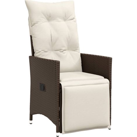 Maison Exclusive - Sedia Reclinabile da Giardino con Cuscini Marrone in Polyrattan