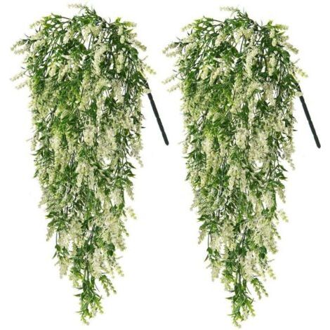 Lot de 2 Guirlandes Lavande Artificielle 78cm Plastique UV Résistant Décoration Murale Intérieure Extérieure Réaliste (1/4)