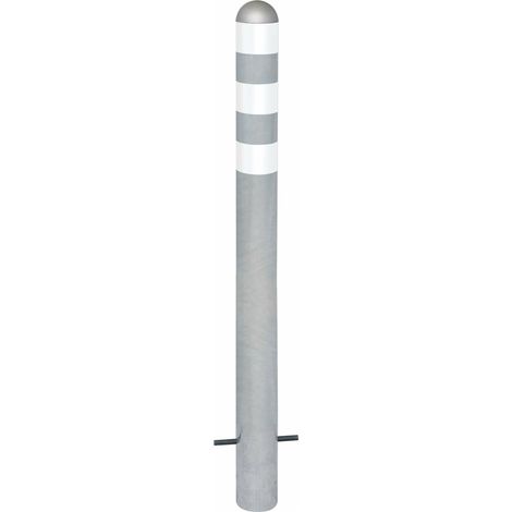 MORAVIA Schutzpoller CITY Stahl feuerverzinkt H 1200mm Alu-Kappe weiße Reflexringe (1/2)
