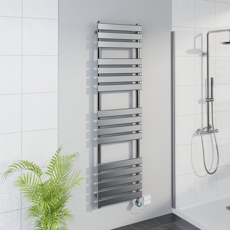 WiFi Thermostatic Flat Towel Rail Timer Chrome 1600x450mm