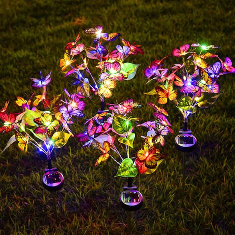 Solar Garden Lights, Solar Butterfly Lights Outdoor, 2 Modes, Waterproof, Landscape Lighting, Path Lights, Garden Decor, Wedding, Christmas, Lawn, Patio [Grade A Energy] (4pcs)