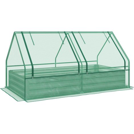 Jardinera Extérieur Grande avec Mini Invernadero Base Abierta Patio Terraza Balcón 185x95x92 cm Gris Vert