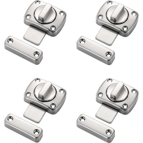 Set mit 4 drehbaren Sicherheitsschlössern aus Zinklegierung für Badezimmertüren, geeignet für die Sicherheit im Haus, Badezimmer, Schlafzimmer, Toilette, silberfarben. (1/5)