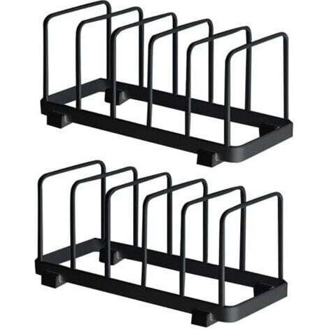 Tellerorganizer, Abtropfgestell, Tellerhalter, Tellerregal-Organizer, Schneidebrettaufbewahrung für Küchenarbeitsplatte und Schrank (Schwarz, 2 Stück)