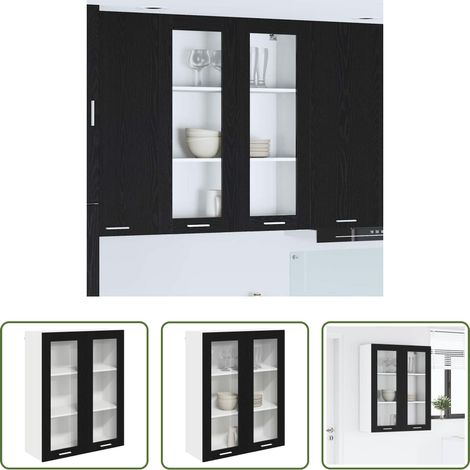 vidaXL Küchenschrank Schwarz Eichen-Optik -  Hängeschrank mit Speicher Schwarz Eichen-Optik 80 x 31 x 100 cm (1/5)