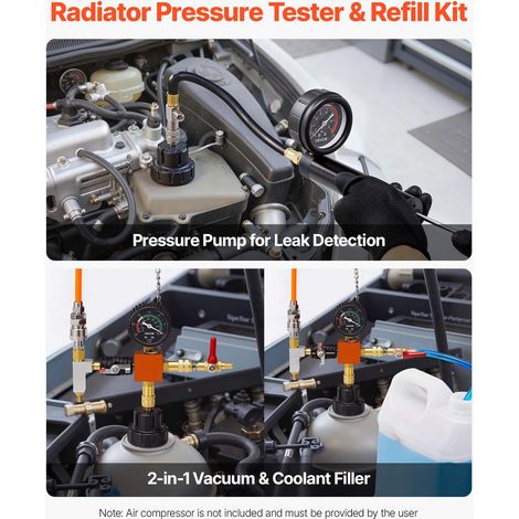 Kit Testeur de Pression du Système de Refroidissement Automobile 22PCs, Kit de Recharge sous Vide de Radiateur avec 4 Adaptateurs,… (1/5)