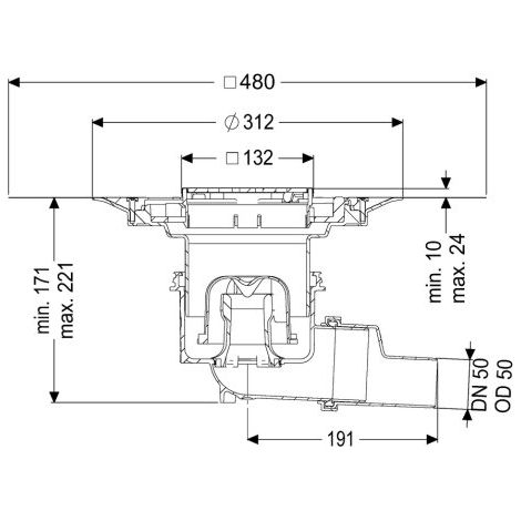 KESSEL 45150.53 Siphon de sol/plafond Practicus
