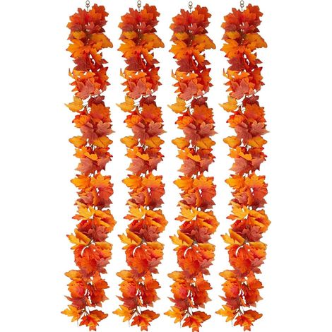 Guirlande d'automne 4 Pièces Guirlandes Décoratives Faux Thanksgiving Décorations Saisonnières Résistantes aux Intempéries Style Vintage pour Porte d'Entrée Porche Balcon Mur Extérieur (1/5)