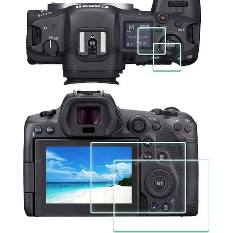 Protector de pantalla EOS R5 para cámara Canon EOS R5, protector de vidrio templado EOSR5 de 0,3 mm de grosor óptico, dureza 9H, antiarañazos, antihuellas y antiburbujas - Paquete de 4