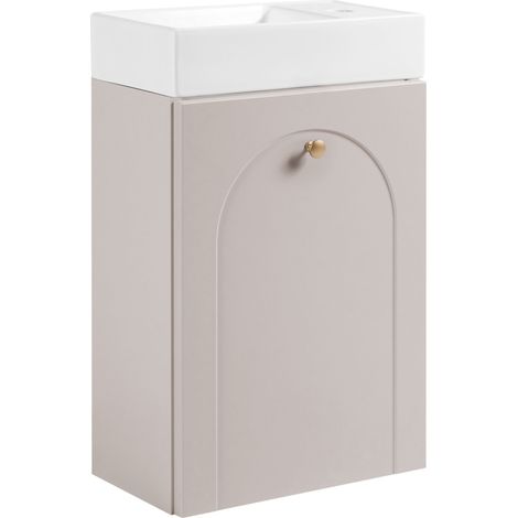 Ensemble lave-mains suspendu AURA cachemire mat avec lavabo FIKA 40 cm G (1/5)