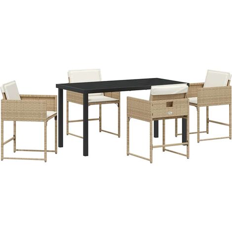 Ensemble de salle à manger pour jardin 5 pcs,Salon de jardin Beige polyrotin CFW86661 (1/5)