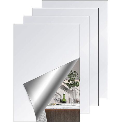 Miroir mural autocollant 4 pièces 20 x 30 cm – Acrylique léger incassable – Effet réfléchissant pour agrandir l'espace – Installation facile (1/5)