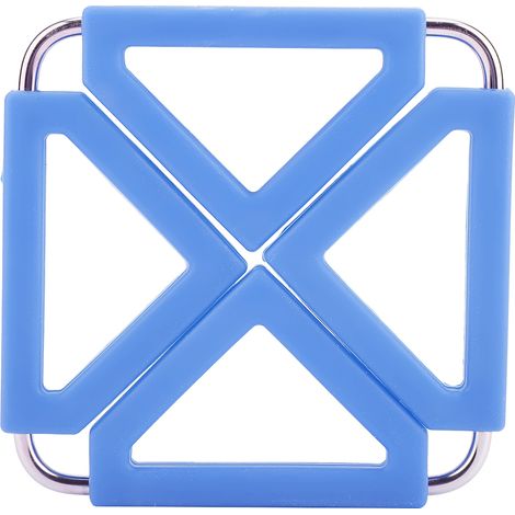 Tapis De Protection Adjustable En Acier Inoxydable Et Silicone Pour Cuisine - Support Casserole Bol Assiette - Bleu (1/5)