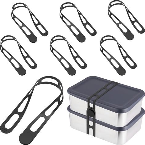 Paquete de 8 correas de silicona reutilizables para cerrar tapas, con un diseño de cierre seguro, adecuadas para maletas, loncheras, tapas de ollas, cortinas, etc. (1/5)