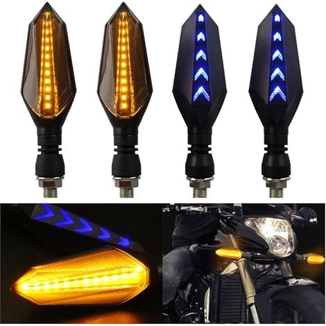 4 Pièces Indicateurs de Moto, LED Flowing Mode Clignotants, Feux Clignotant, Feux Diurnes Feux de Freinage, 12V Imperméable Universel Pour Moto Scooter Quad Cruiser Off Road (1/5)