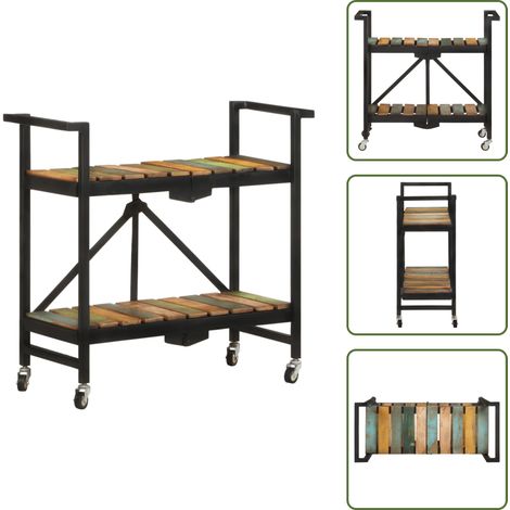 Küchenwagen 87x36x81 cm Altholz Massiv - Holzschrank - Küchenwagen - Retro Möbel - Vintage Stil - Holzküche (1/5)