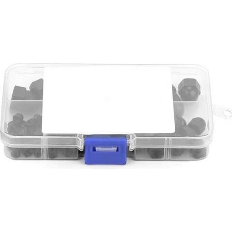 70 pcs M3/M4/M5/M6/M8/M10 Kit d'écrous borgnes en nylon écrous hexagonaux à tête dôme (blanc) bricolage ecrou Blanc Noire (1/4)