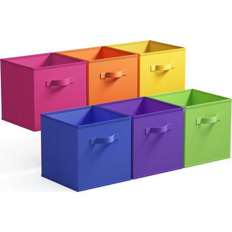 Lot de 6 Caisses de Rangement, 27x27x27,5 cm, Tissu Non Tissé, Pliable avec Poignées, pour Étagère Kallax, Salon et Chambre (1/5)