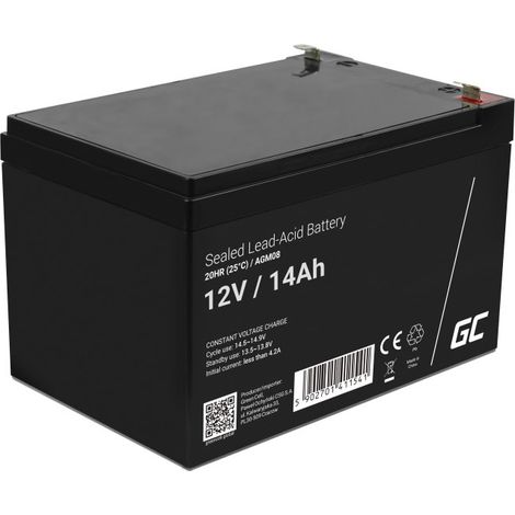 Green Cell – Batterie AGM 12V 14Ah – AGM08 – Technologie AGM pour applications variées – Résistance aux vibrations – Couleur noire (1/5)