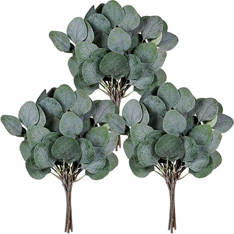 6 Tiges d'Eucalyptus Artificiel, Branches Fausses en Soie, Plantes Vertes Similaires pour Couronnes, Décoration Intérieur Extérieur Mariage Fête, Arrangement Floral DIY (1/5)