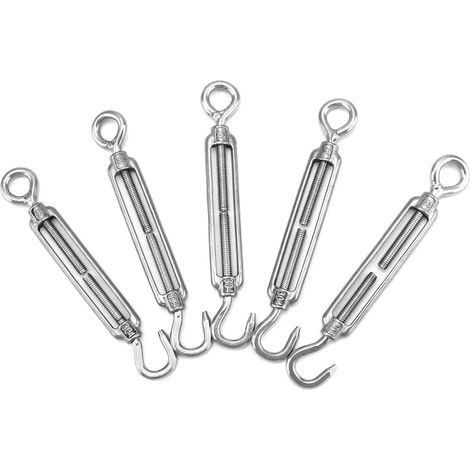 5pcs M6 Cable Tensioner 304 Stainless Steel Turnbuckle with Hook and Eye (1/5)