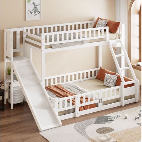 cama infantil con tobogán y estantes pino 140x200 OKMYHOME (1/5)