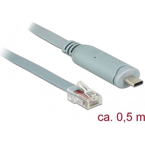 Delock Adaptador USB 2.0 Tipo-C macho  1 x Serial RS-232 RJ45 macho 0,5 mÂ gris