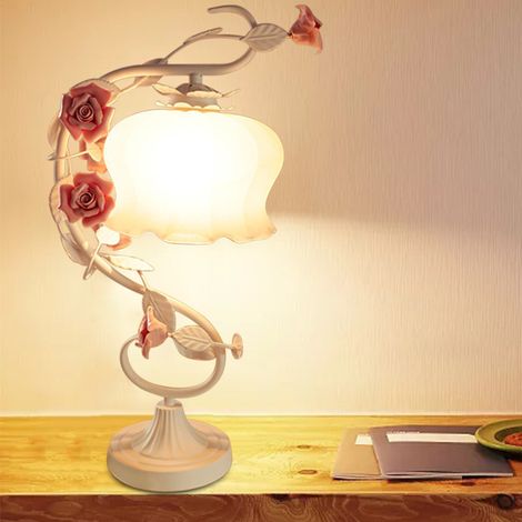 Schreibtischlampe Rose Form Tischlampe Nachttischlampe Handgemachte Kerami Lampe (1/4)