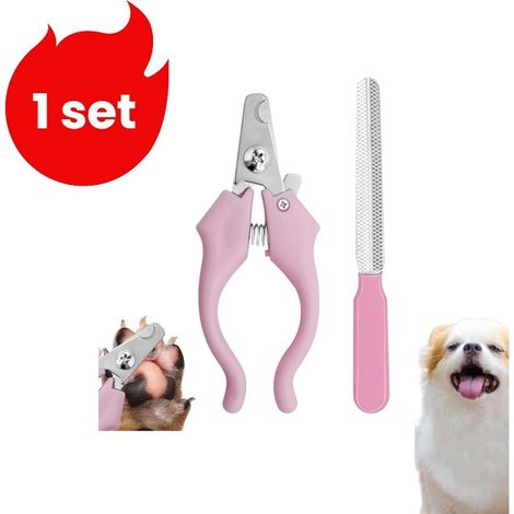 1 ensemble - Coupe-ongles pour animaux - Coupe-ongles pour chiens - Coupe-ongles pour chats - Outils de nettoyage pour animaux - Accessoires pour animaux - Rose (1/5)
