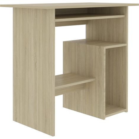 Bureau table poste de travail meuble d'ordinateur informatique étude chêne sonoma 80 x 45 x 74 cm bois d’ingénierie brun