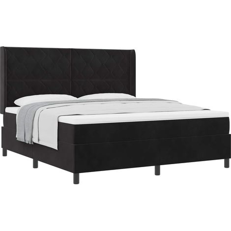 Maison Exclusive - Boxspringbett mit Kopfteil Schwarz 180 x 200 c (1/5)