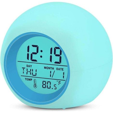 Réveil numérique pour enfant avec veilleuse 7 couleurs, réveil pour garçons et filles, fonction snooze, réveil pour enfants pour table de chevet, bureau, cadeau (1/4)