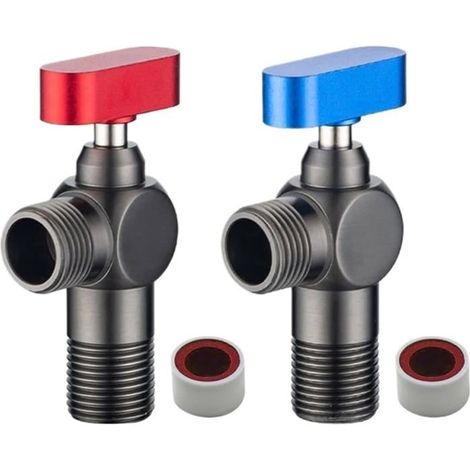 Vanne d'Angle Laiton Haut Débit 1/2 Pouce Pour Chauffage Eau Salle de Bain Contrôle Facile Vanne Bille Arrêt Bleu Gris (1/5)