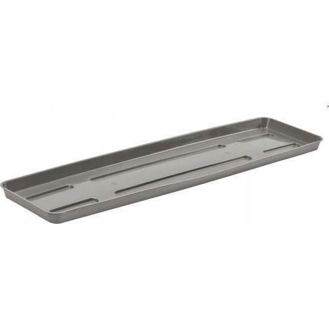 Soporte rectangular de plástico de 56x14 cm para maceta o jardinera de balcón Draco de 60 cm, color gris.