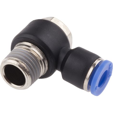 Adaptateur fileté coudé RS PRO vers Enfichable 6 mm R 1/4 Mâle ( Prix pour Paquet de 10 ) (1/2)