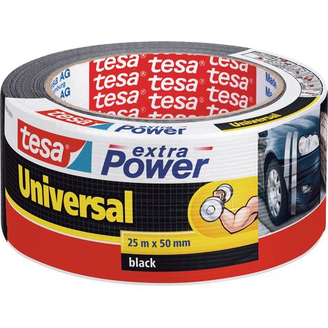 tesa extra Power Klebeband Universal 25 m x 50 mm, schwarz Montageband