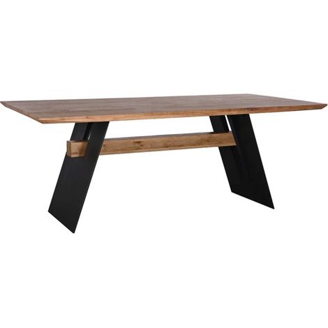 Esstisch ZENTOR 240 cm – Platte aus geölter Wild-Eiche und schwarze Metallbeine – Eleganter Industriestil (1/5)