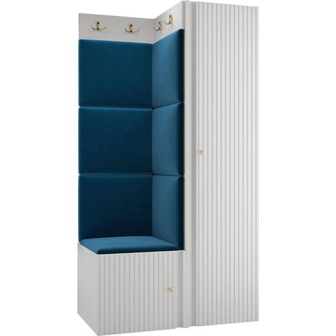 Meuble d'entrée Hartford 390, Manila 26, 186x82x46cm, MDF, Stratifié, Tissu, Murale, À poser