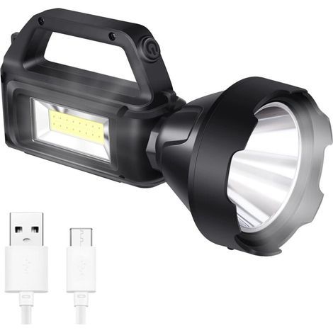 Lampe torche avec éclairage latéral, charge solaire, étanche IPX4, convient aux éclairages de secours familiaux, éclairages de camping en plein air, éclairage de travail [Classe énergétique A+]-Fei Yu