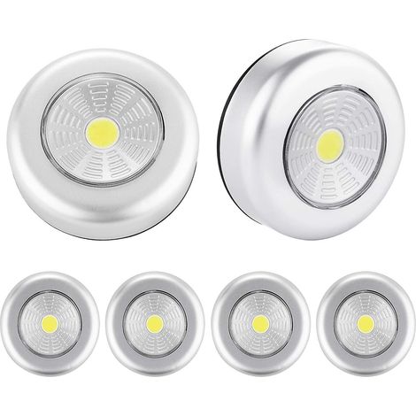 Spots LED encastrés pour meubles, lot de 6 veilleuses autocollantes, éclairage d'appoint pour escaliers, miroirs et cuisine