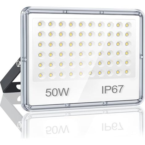 Projecteur LED Extérieur 50W, 5000LM 6500K Blanc Froid Spot LED, IP67 Imperméable Lampe avec 60 LEDs, Eclairage pour Jardin Patio Garage Entrée (1/5)