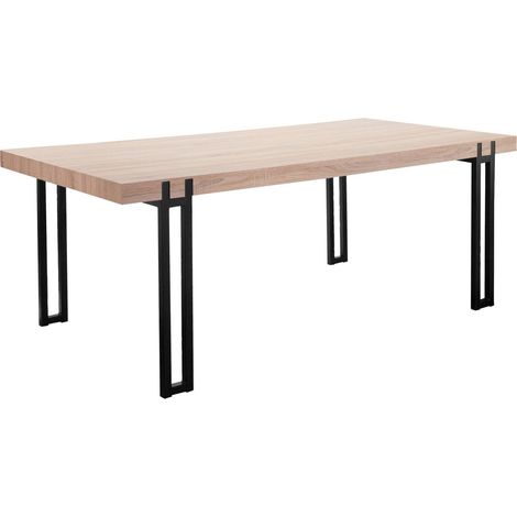 Table à manger en effet chêne noir 6 personnes L160 (1/5)